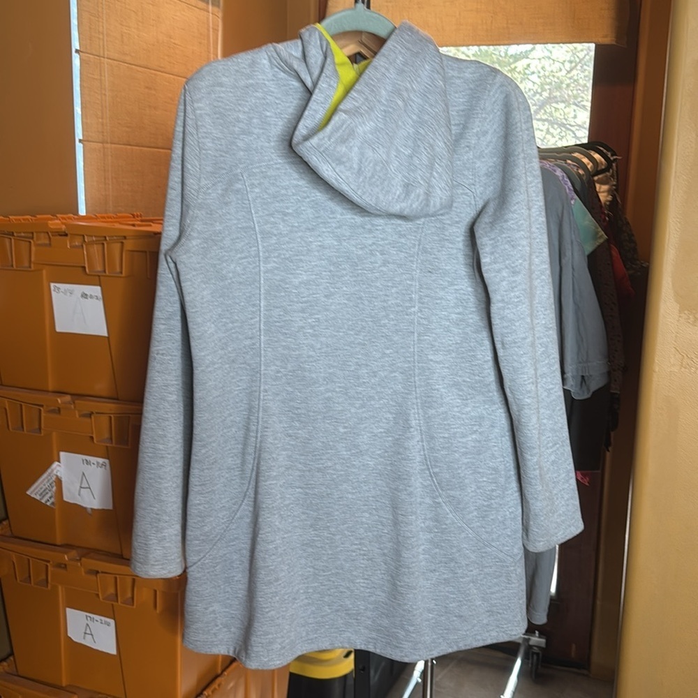 Athleta Grey Long Zip Up Fleece Sweatshirt Hoodie Jacket Size Large - Picture 6 of 12